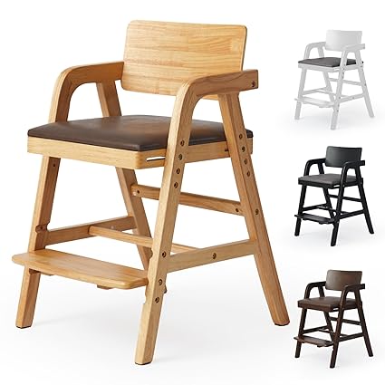 Adjustable Wooden High Chair for Toddlers & Babies
