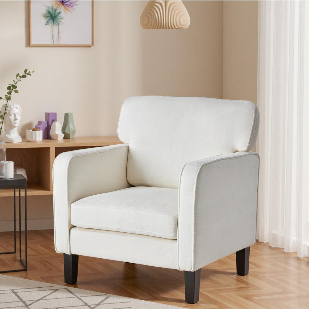 Mid-Century Accent Chair Set of 2 – Upholstered Lounge Chair with Armrest