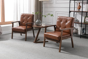 Mid-Century Modern Accent Chair Set of 2 with Side Table