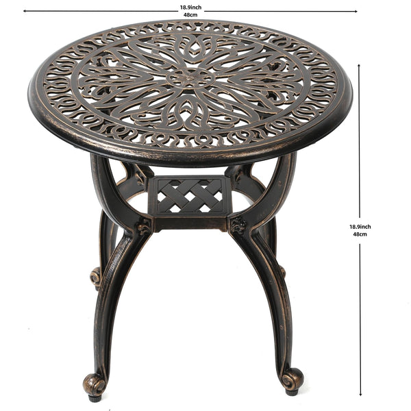 Cast Aluminum Ornate Floral Side Table