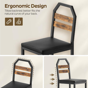 Industrial Dining Chair Set with Upholstered Seat and Metal Legs