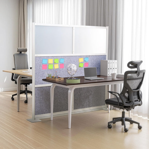 Freestanding Office Privacy Partition with Frosted Windows