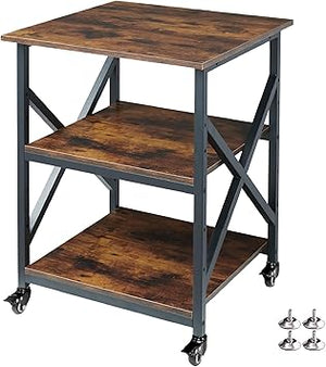 3-Tier Rolling Printer Stand with Adjustable Shelf