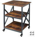 3-Tier Large Printer Stand with Height-Adjustable Shelf & Rolling Casters
