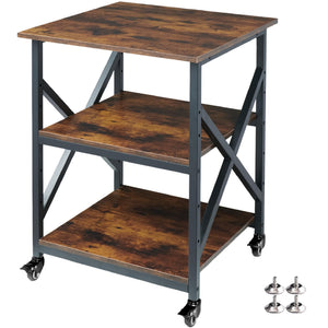 3-Tier Large Printer Stand with Height-Adjustable Shelf & Rolling Casters