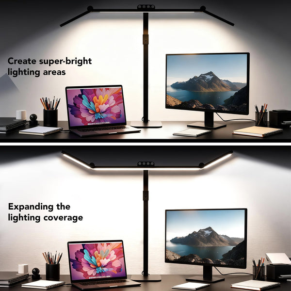 LED Desk Lamp – Triple Light Bar, Gooseneck, Dimmable, CRI 90+