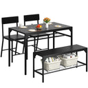 4-Piece Dining Table Set with Bench, 2 Chairs & Storage Rack