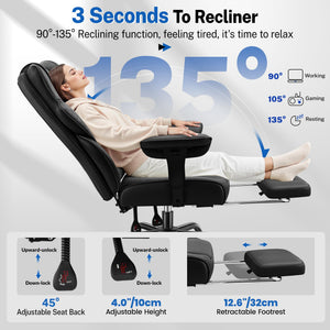 Big and Tall Ergonomic Office Chair 500lbs with Footrest