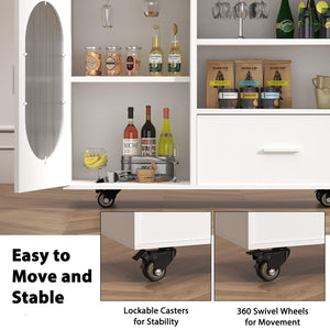 Rolling Kitchen Island with Swivel Table, Storage Cabinet, Drawers & Shelves