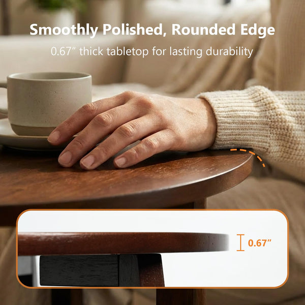 Round Side Table with 2-Tier Shelf