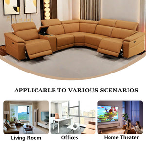 Power Recliner Sectional Sofa – 5-Seat L-Shaped with Console & Adjustable Headrests
