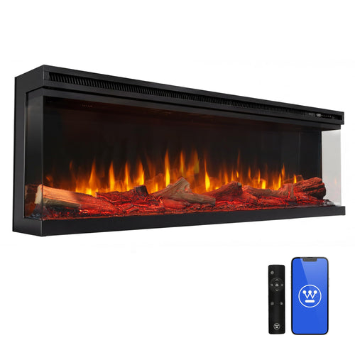50" 3-Sided Electric Fireplace with Alexa & Color-Changing Flames