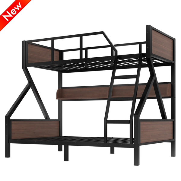 Metal Bunk Bed with LED Light & Storage Shelf