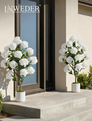 Artificial Crape Myrtle Tree Set of 2, 3.6ft with Pot