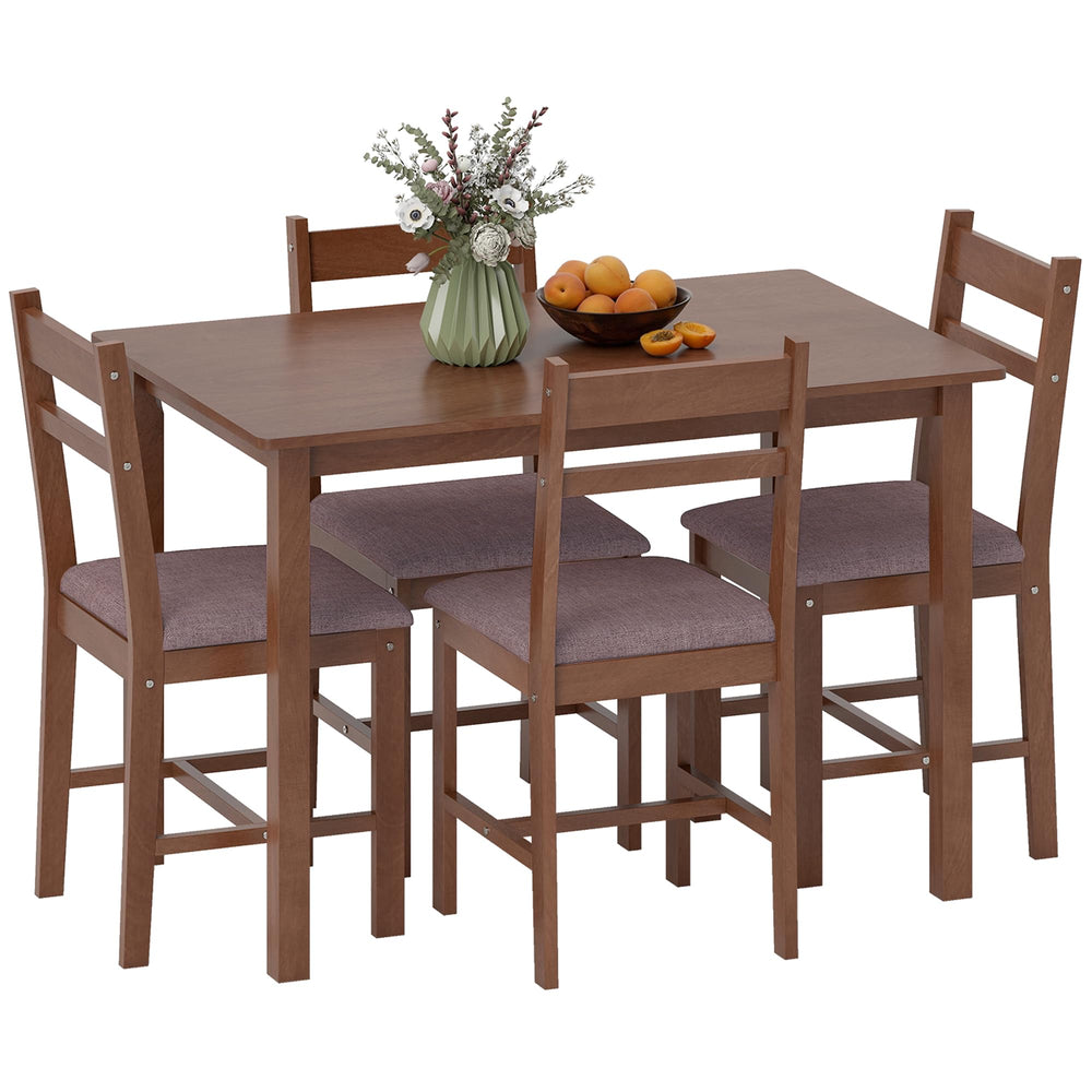 5-Piece Farmhouse Solid Wood Dining Table Set for 4
