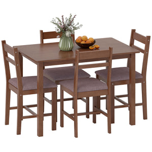 5-Piece Farmhouse Solid Wood Dining Table Set for 4