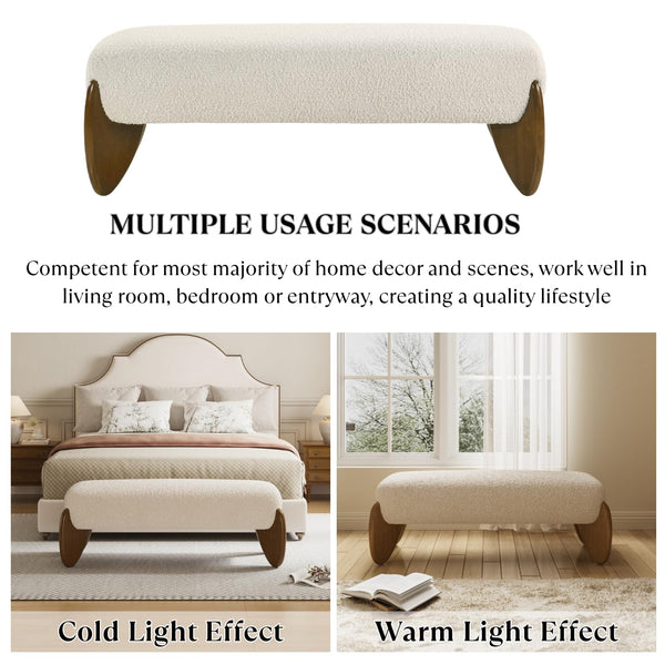 Upholstered Boucle Bedroom & Entryway Bench