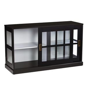 Black Curio Cabinet with Sliding Glass Doors