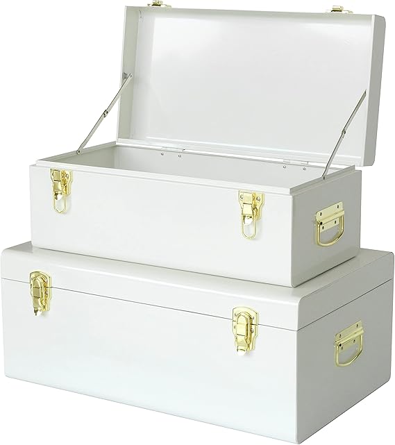 Metal Storage Trunk Set with Locking Clasps