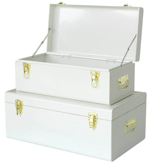 Metal Decorative Storage Trunk Set of 2 with Locking Clasps