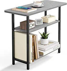 3-Tier Narrow Side Table with Storage – Industrial End Table for Living Room & Bedroom