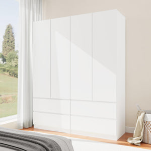 Modern Wardrobe Closet with Drawers & Hanging Rod
