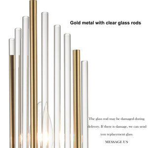 2-Light Modern Gold Wall Sconce with Clear Glass Crystal