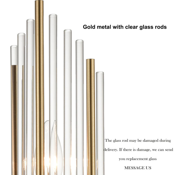 2-Light Modern Gold Wall Sconce with Clear Glass Crystal