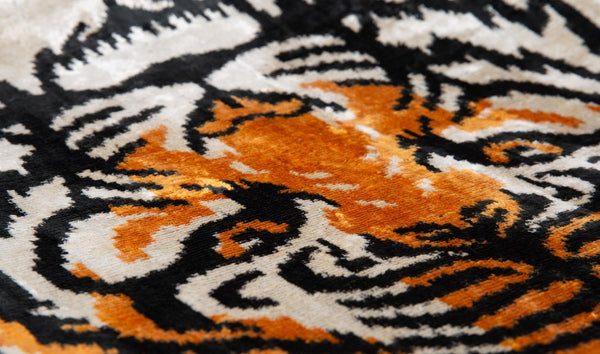 Velvet Tiger Print Throw Pillow with Down Feather Insert