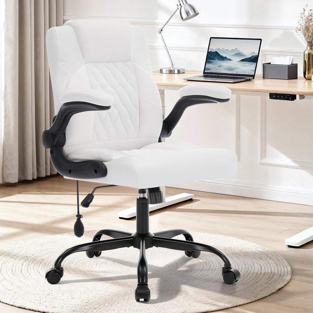 Ergonomic Office Chair with Inflatable Lumbar Support & Flip-Up Arms