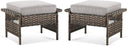 Patio Wicker Ottomans Set of 2 with Cushions