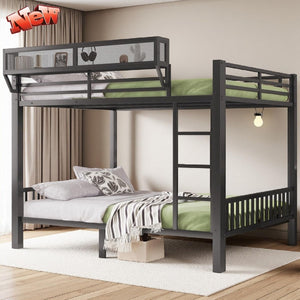 Heavy Duty Metal Bunk Bed Frame – Queen over Queen