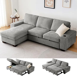 L-Shaped Convertible Sleeper Sofa Bed with Storage Chaise
