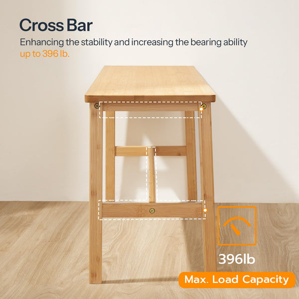 Bamboo Dining Bench – Farmhouse Style, 39.3" Wide, 396 lb Capacity