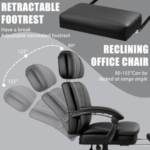 400lbs Executive Office Chair with Footrest & Adjustable Headrest