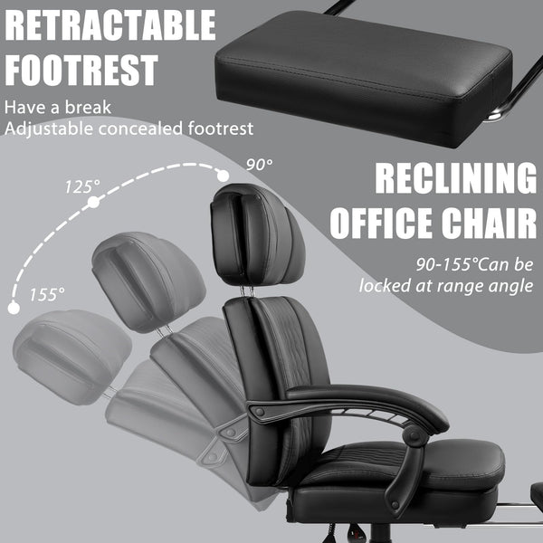 400lbs Executive Office Chair with Footrest & Adjustable Headrest