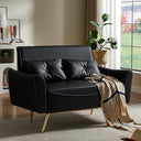 Faux Leather Loveseat Sofa with Pillows