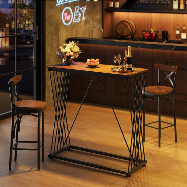 36" Rectangular Bar Table with Wood Grain Top