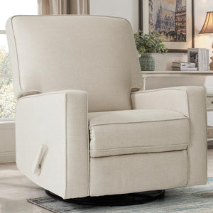 Swivel Glider Rocker Recliner Chair – High Back, Deep Seat, Linen Fabric