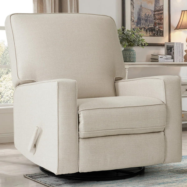 Swivel Glider Rocker Recliner Chair – High Back, Deep Seat, Linen Fabric