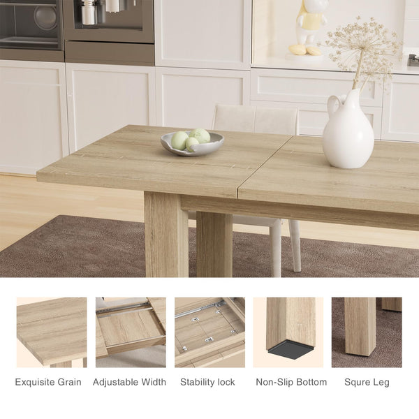 Extendable Dining Table for 6-10, Oak