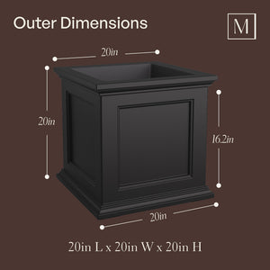 20 Inch Self-Watering Square Planter Box with Double Wall Construction