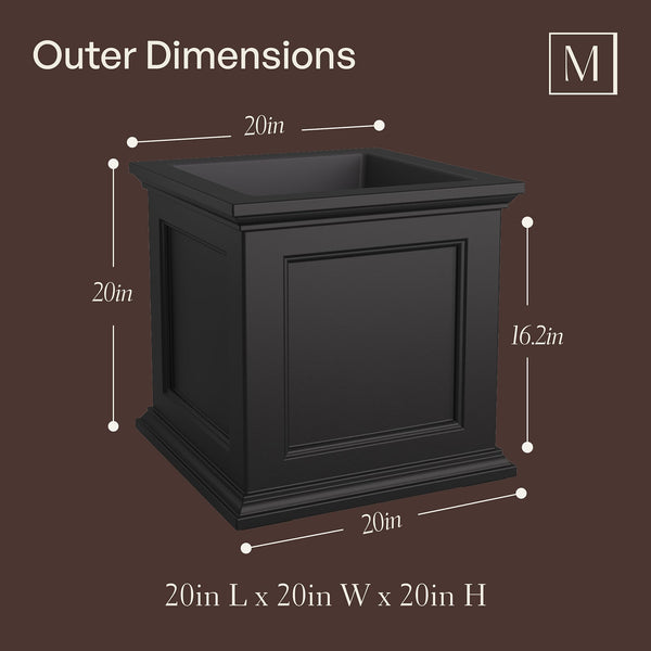 20 Inch Self-Watering Square Planter Box with Double Wall Construction
