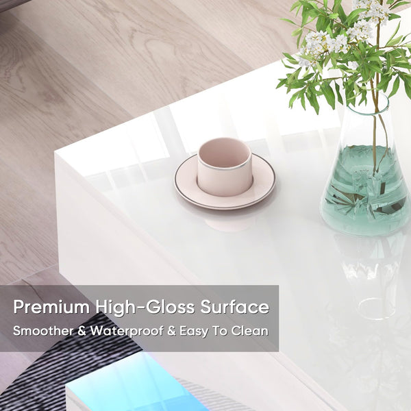Modern High Gloss LED Coffee Table with Storage & Sliding Drawers