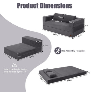 Convertible Futon Sofa Bed with Corduroy Cover & Pillow