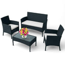 4-Piece Wicker Patio Conversation Set with Cushions & Glass Coffee Table