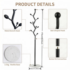 Tree Branch Coat Rack with Marble Base