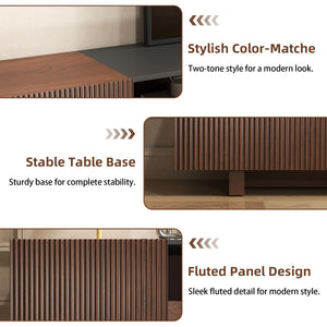 78.8" TV Stand with Storage Cabinets & Drawers – Walnut