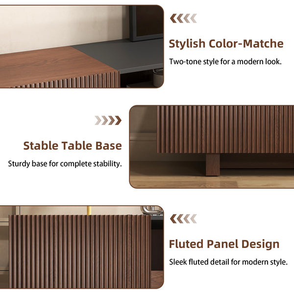 78.8" TV Stand with Storage Cabinets & Drawers – Walnut