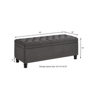 45-Inch Tufted Storage Ottoman with Wooden Legs